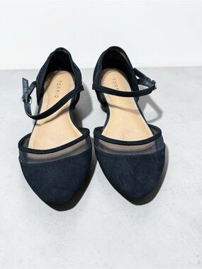 torrid Black Pointed Ankle-Strap Flats with Sheer Vamp